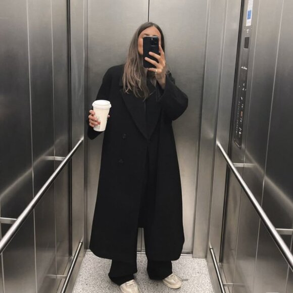 Zara | Jackets & Coats | Zara Soft Oversized Coat Black | Poshmark